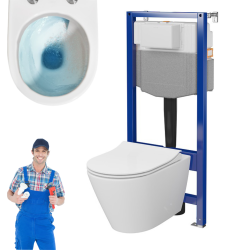 CERSANIT stelaż AQUA 50 pneum + MISKA zawieszana WC CITY PRO vortex z deską