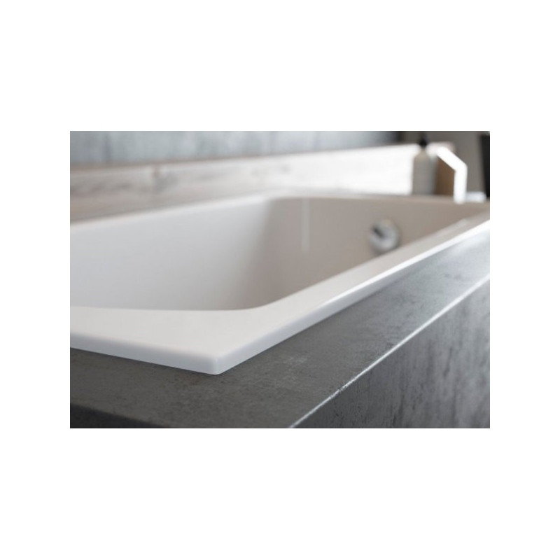 Polimat wanna prostokątna Classic Slim 160x70 z syfonem chrom i nóżkami