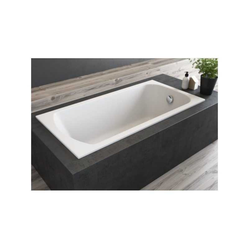 Polimat wanna prostokątna Classic Slim 160x70 z syfonem chrom i nóżkami