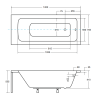 Besco wanna prostokątna Talia 120x70 z syfonem chrom i nóżkami