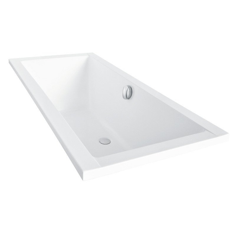 Besco wanna prostokątna Quadro 155x70 z czarną obudową, syfonem chrom i nóżkami