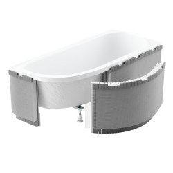 Podświetlana obudowa styropianowa LED do wanien półokrągłych + syfon z łatwym czyszczeniem