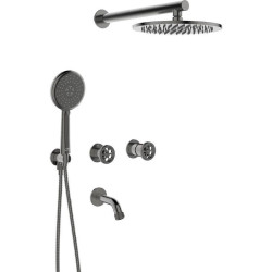 Luksusowa Bateria Muro Grafit Podtynkowa z Deszczownią i Antyskrętem 8 Lat Gwarancji