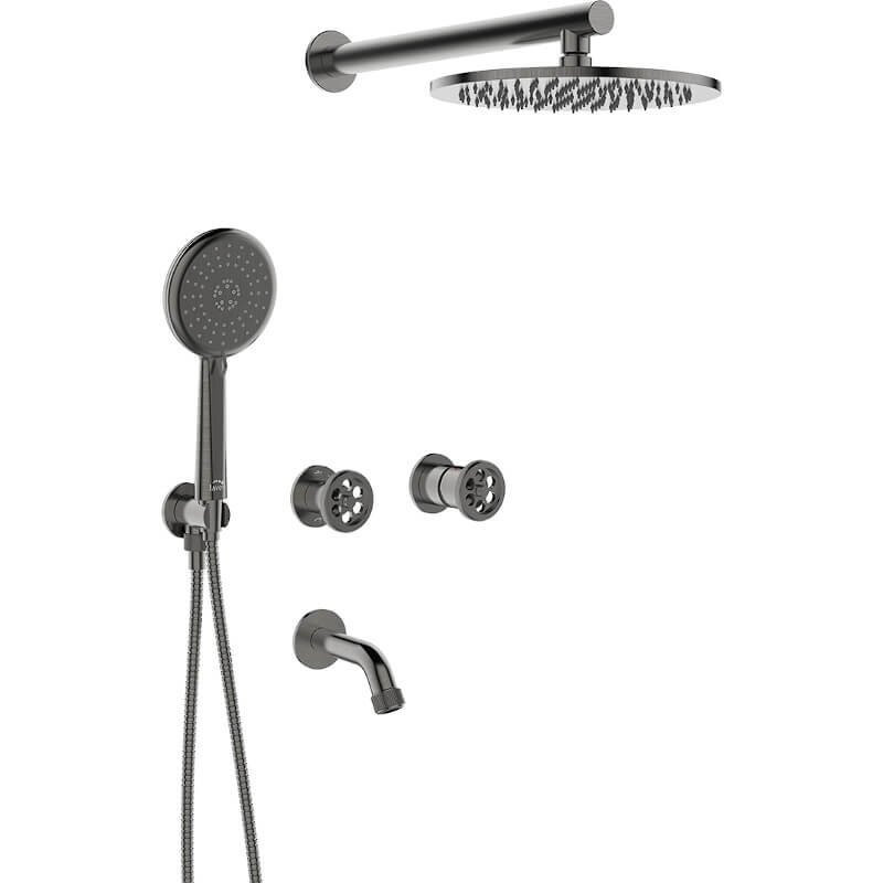 Luksusowa Bateria Muro Grafit Podtynkowa z Deszczownią i Antyskrętem 8 Lat Gwarancji