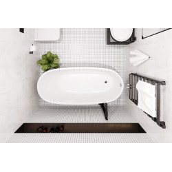 Comfort wanna owalna 175x75 cm wolnostojąca, biały połysk/czarny połysk