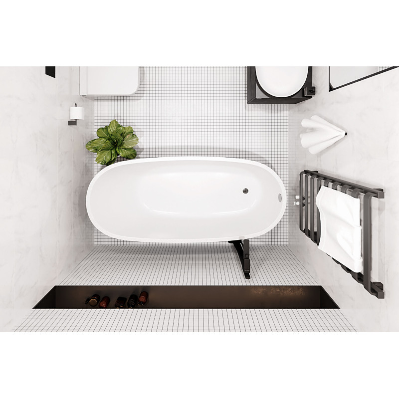 Comfort wanna owalna 175x75 cm wolnostojąca, biały połysk/czarny połysk