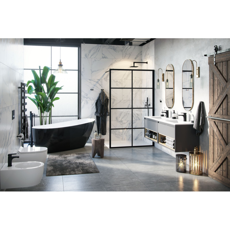 Comfort wanna owalna 175x75 cm wolnostojąca, biały połysk/czarny połysk