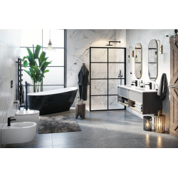 Comfort wanna owalna 175x75 cm wolnostojąca, biały połysk/czarny połysk