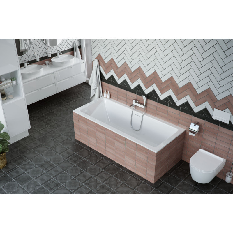 Heaven Slim wanna prostokątna 170x75 cm, biały połysk