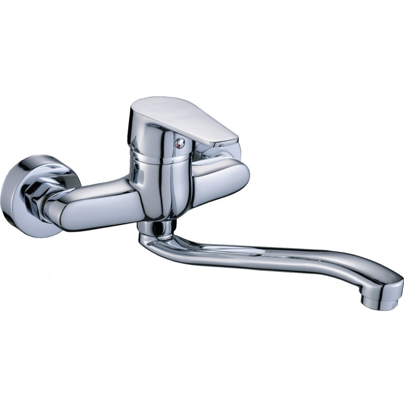 Bateria Ścienna LUGA Lśniąca - Ruchoma Wylewka, Jednouchwytowa, Chrom Idealny