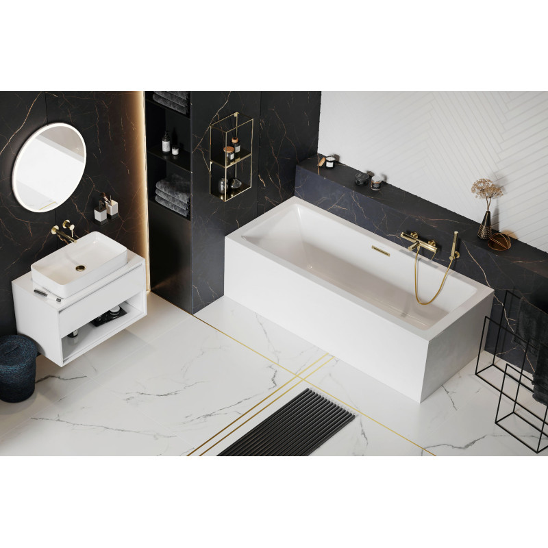 Heaven Slim wanna prostokątna 180x80 cm, biały połysk