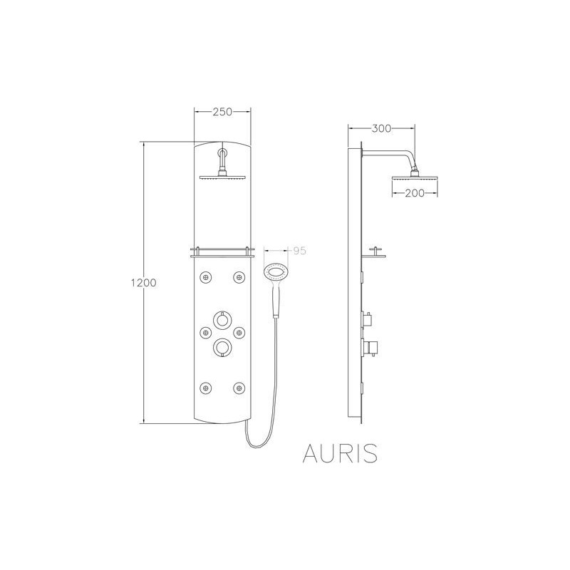 Elegancka Kolumna Prysznicowa AURIS z Praktyczną Półką - model PKA 31OB