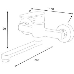 Chromowana bateria ścienna PANA BKN 080D z ruchomą wylewką i ceramiczną głowicą