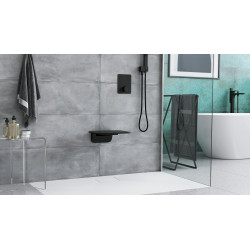 Seduro siedzisko prysznicowe składane z powłoką antybakteryjną, czarny