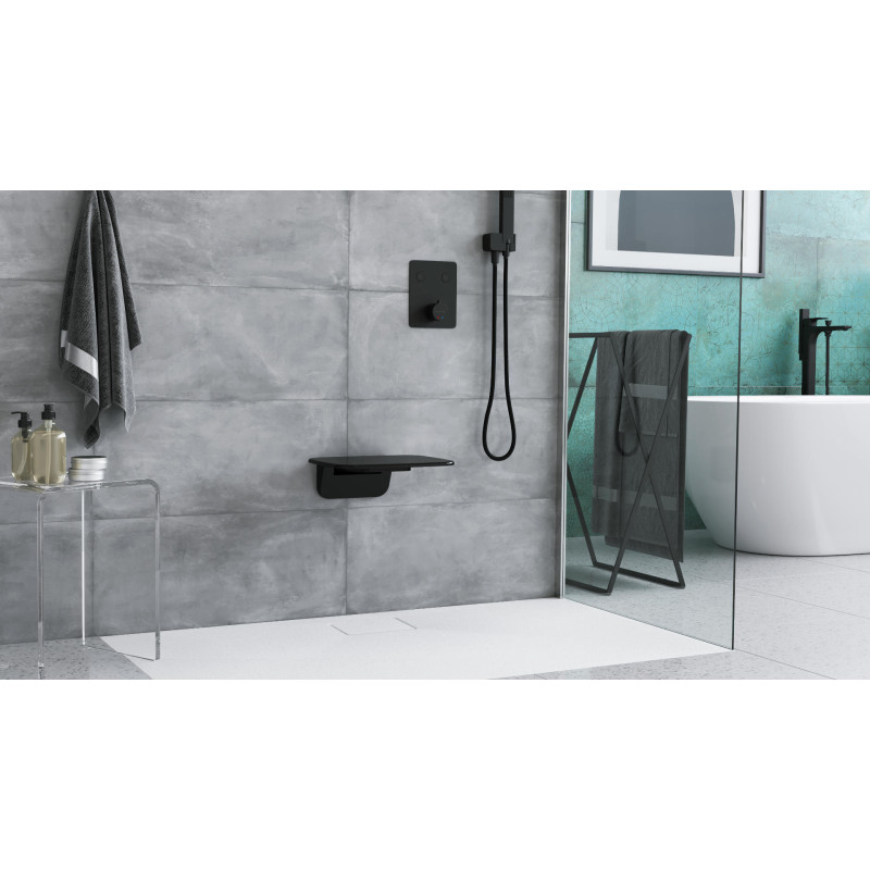 Seduro siedzisko prysznicowe składane z powłoką antybakteryjną, czarny