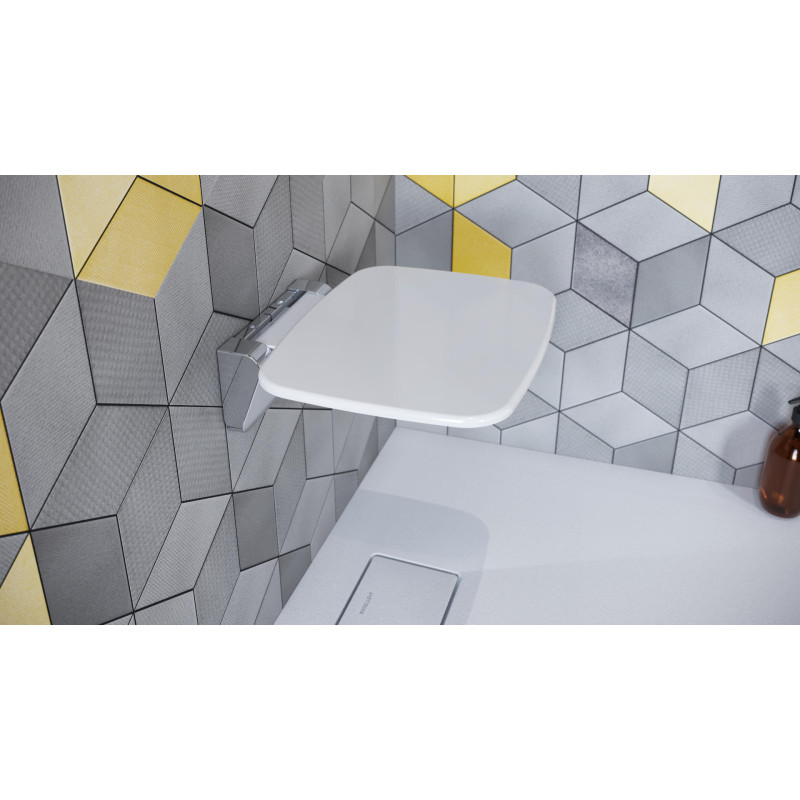 Seduro siedzisko prysznicowe składane z powłoką antybakteryjną, biały