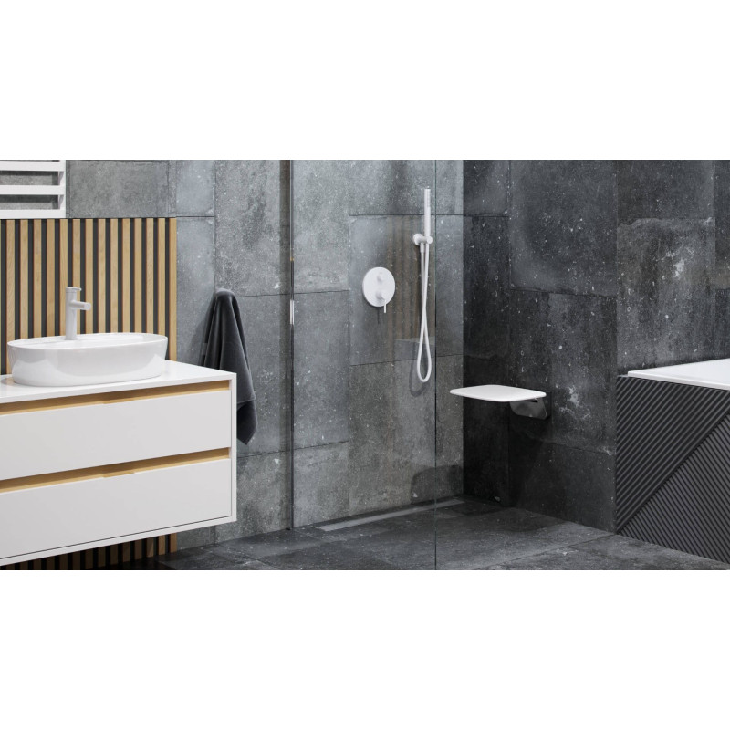 Seduro siedzisko prysznicowe składane z powłoką antybakteryjną, biały