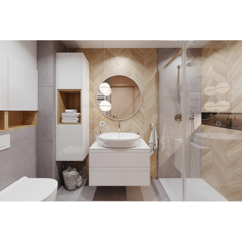 Virro lustro łazienkowe 60 cm okrągłe, biały mat