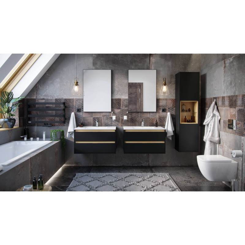 Kuadro lustro łazienkowe 80x60 cm prostokątne, czarny mat