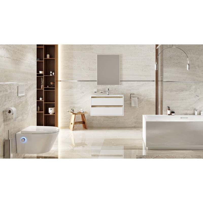 Kuadro lustro łazienkowe 80x60 cm prostokątne, biały mat