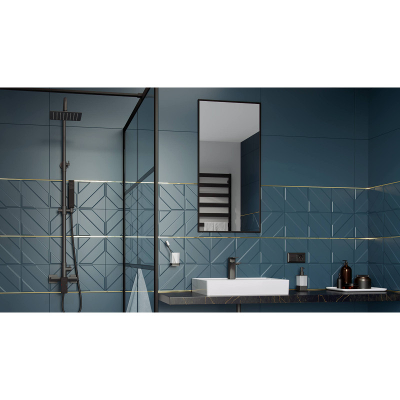 Kuadro lustro łazienkowe 100x50 cm prostokątne, czarny mat