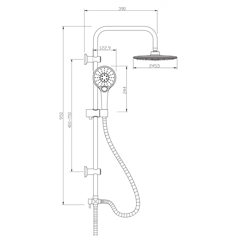 Zestaw prysznicowy Rotonda - nowoczesna deszczownia z kwadratową głowicą AU-27-K02