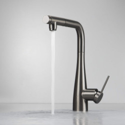 Titanium Kitchen Tap z Filtracją i Wyciąganą Wylewką - Elegancja i Funkcjonalność!