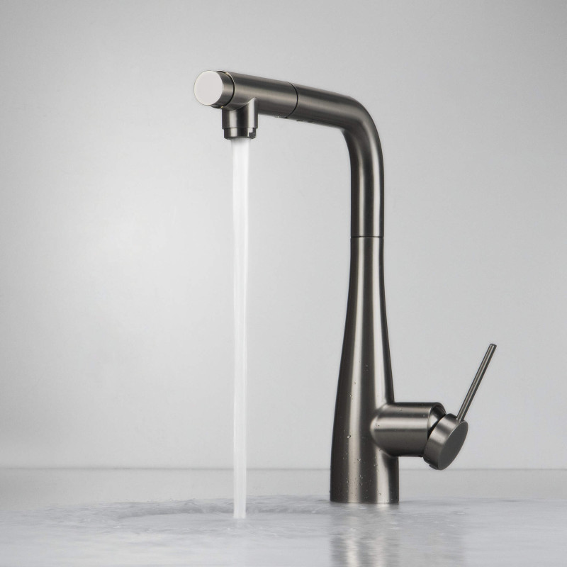 Titanium Kitchen Tap z Filtracją i Wyciąganą Wylewką - Elegancja i Funkcjonalność!