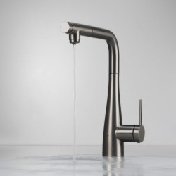 Titanium Kitchen Tap z Filtracją i Wyciąganą Wylewką - Elegancja i Funkcjonalność!
