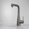 Titanium Kitchen Tap z Filtracją i Wyciąganą Wylewką - Elegancja i Funkcjonalność!