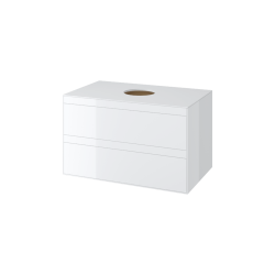 Finli szafka wisząca 80cm, podumywalkowa z blatem 2 szuflady, biały połysk