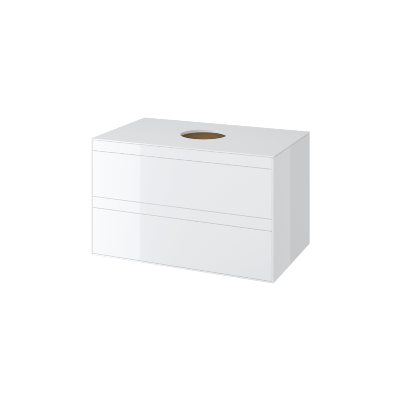 Finli szafka wisząca 80cm, podumywalkowa z blatem 2 szuflady, biały połysk