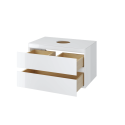 Finli szafka wisząca 80cm, podumywalkowa z blatem 2 szuflady, biały połysk