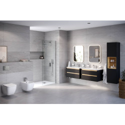 Tuto szafka boczna 160 cm wysoka, czarny mat/dąb