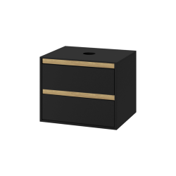 Tuto szafka wisząca 60 cm podumywalkowa z blatem, 2 szuflady, czarny mat/dąb