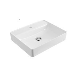 Rima 2.0 umywalka nablatowa 50x40 cm prostokątna z otworem na baterię, biały połysk