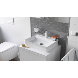 Rima 2.0 umywalka nablatowa 50x40 cm prostokątna z otworem na baterię, biały połysk