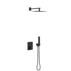 Krotos zestaw prysznicowo-wannowy podtynkowy z deszczownicą 20x30cm 2 funkcyjny, czarny mat