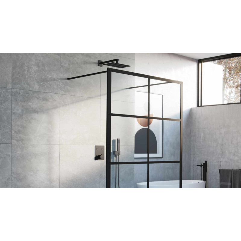 Krotos zestaw prysznicowo-wannowy podtynkowy z deszczownicą 20x30cm 2 funkcyjny, czarny mat