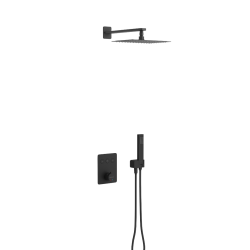 Krotos zestaw prysznicowo-wannowy podtynkowy z deszczownicą 20x30cm 3 funkcyjny, czarny mat