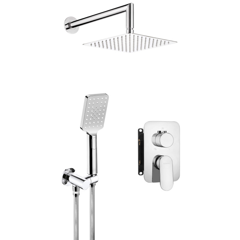 Elegancki Zestaw Prysznicowy Podtynkowy z Głowicą Anti-Calc i Mieszaczem BOX