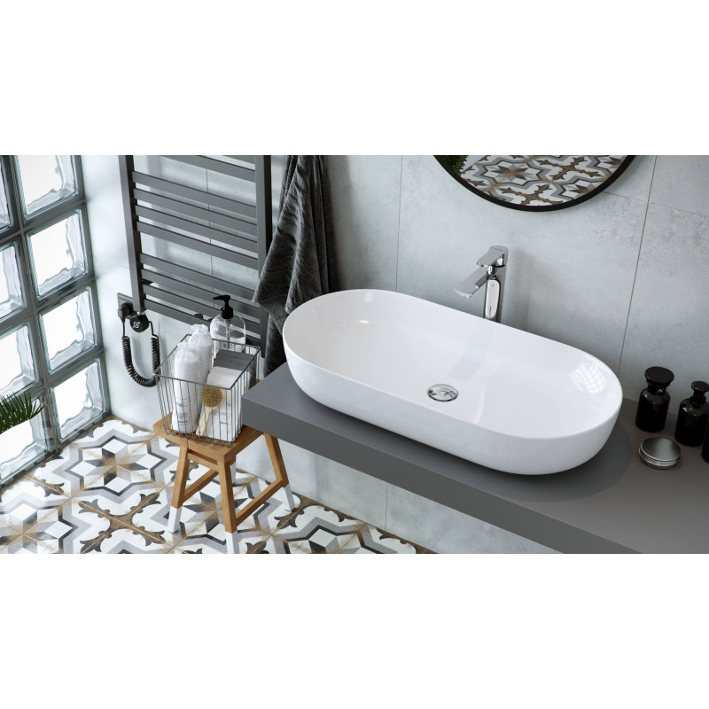 Excellent Jima umywalka nablatowa 82x41 cm owalna  biały połysk
