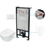 Kompletny Zestaw WC Podtynkowy Premium: Ciche Spłukiwanie, Bezkołnierzowa Miska, Antybakteryjna Deska