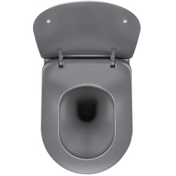 Elegancka Miska WC Wisząca Antracyt Titanium z Deską Slim i Funkcją Wolnoopadającą