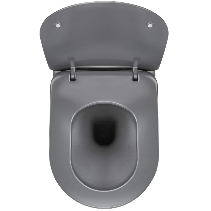 Elegancka Miska WC Wisząca Antracyt Titanium z Deską Slim i Funkcją Wolnoopadającą