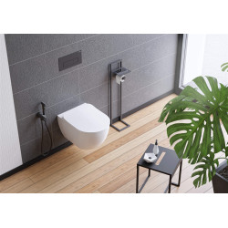 Innowacyjna Miska WC Wisząca bez Kołnierza z Wolnoopadającą Deską Slim, Antybakteryjna