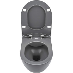 Elegancka Miska WC Wisząca Antracyt Titanium z Deską Slim i Funkcją Wolnoopadającą