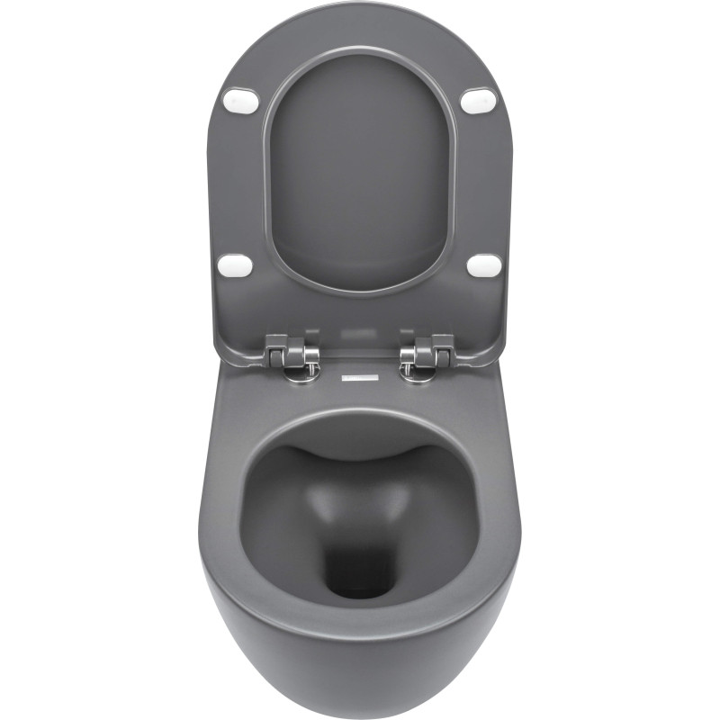 Elegancka Miska WC Wisząca Antracyt Titanium z Deską Slim i Funkcją Wolnoopadającą