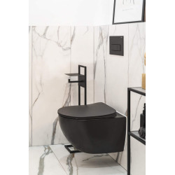 Elegancki Zestaw WC Podtynkowy 6 w 1 Nero z Cichym Spłukiwaniem i Antybakteryjną Deską