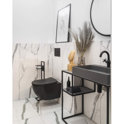 Elegancki Zestaw WC Podtynkowy 6 w 1 Nero z Cichym Spłukiwaniem i Antybakteryjną Deską